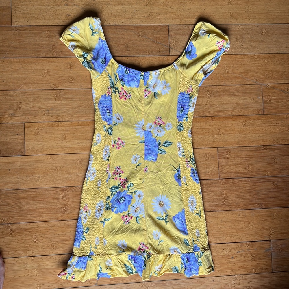 Yellow Floral Mini Dress - Forever 21 S - Picture 2 of 7
